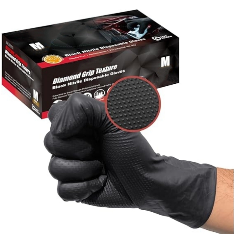 Disposable Gloves Nitrile - Luvas de Nitrilo Pretas Descartáveis de