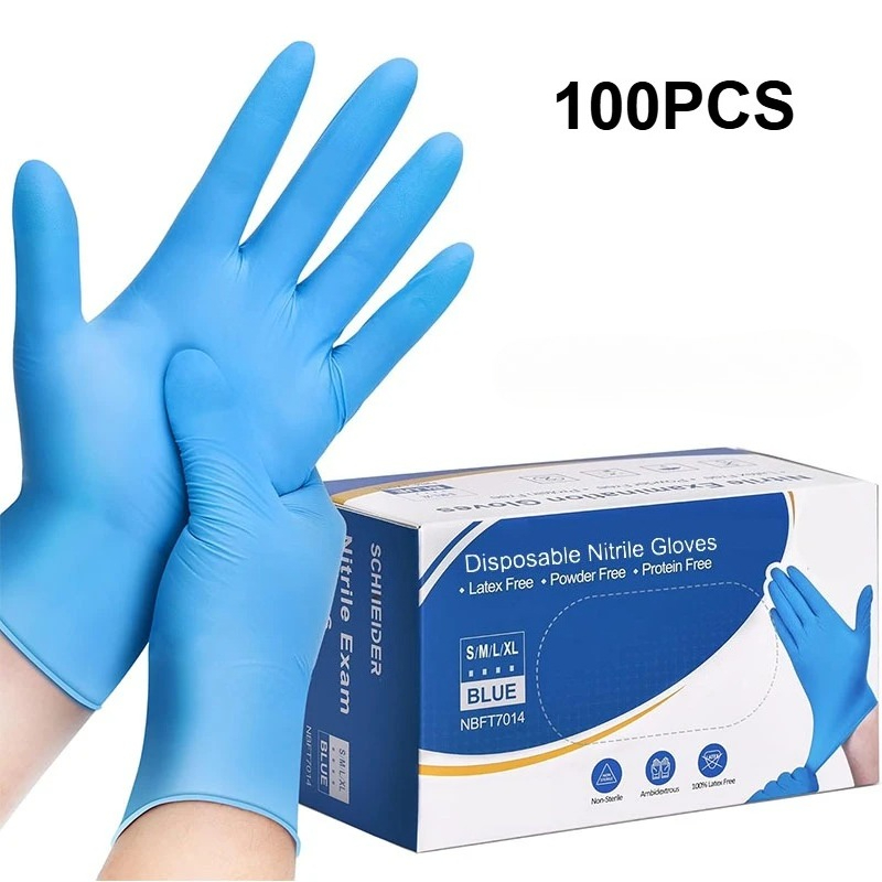 Disposable Gloves Nitrile - 100PCS Luvas Descartáveis de Nitrilo Azuis