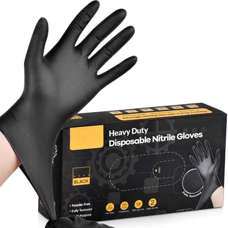 Disposable Gloves Nitrile - Luvas descartáveis pretas de nitrilo, 20