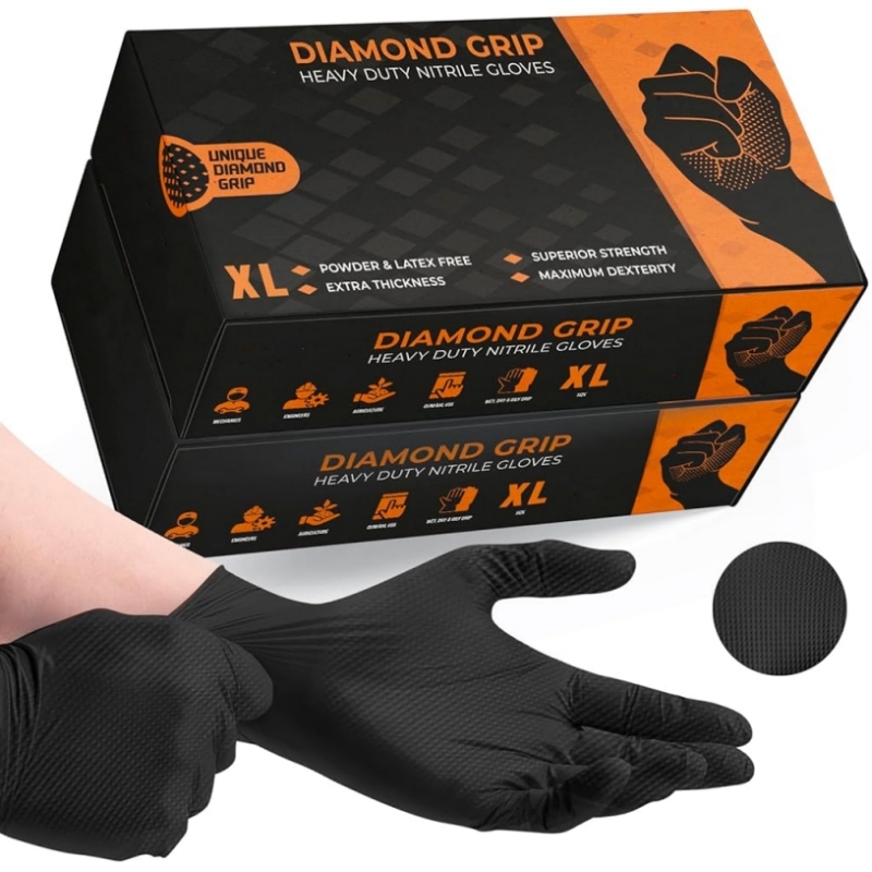 Disposable Gloves Nitrile - Luvas descartáveis de nitrilo resistentes pretas,