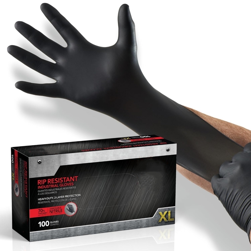 Disposable Gloves Nitrile - 100PCS Luvas de Nitrilo Pretas Descartáveis